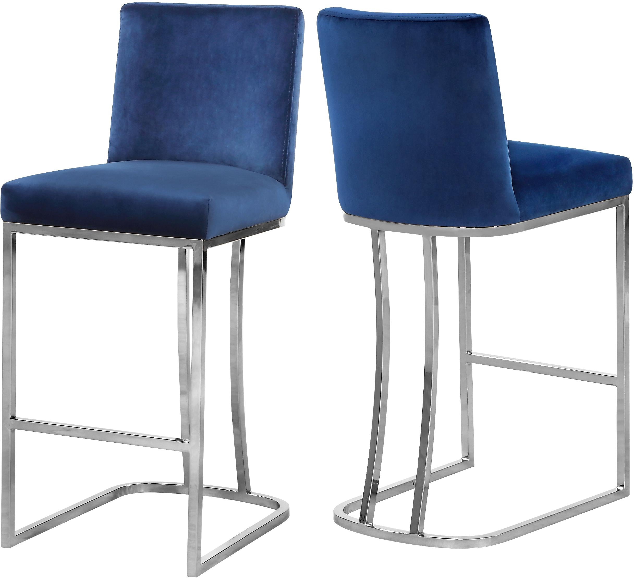 Heidi Navy Velvet Stool - Luxe Home Furnishings (Jersey City, NJ)