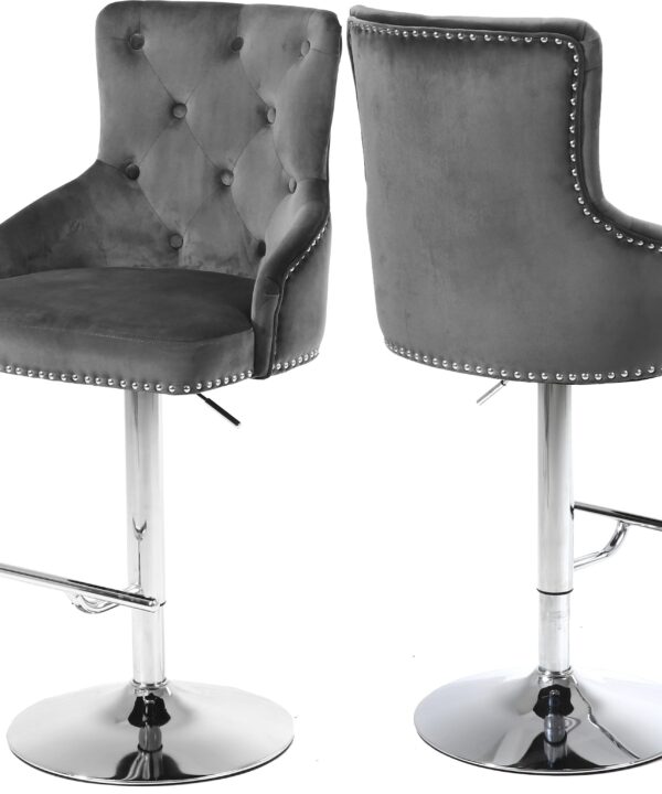 Claude Grey Velvet Adjustable Stool - Luxe Home Furnishings (Jersey City, NJ)