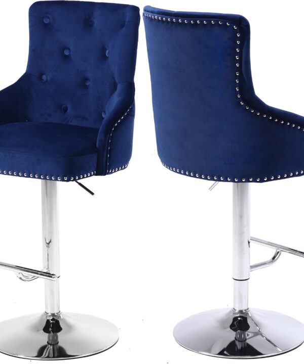 Claude Navy Velvet Adjustable Stool - Luxe Home Furnishings (Jersey City, NJ)