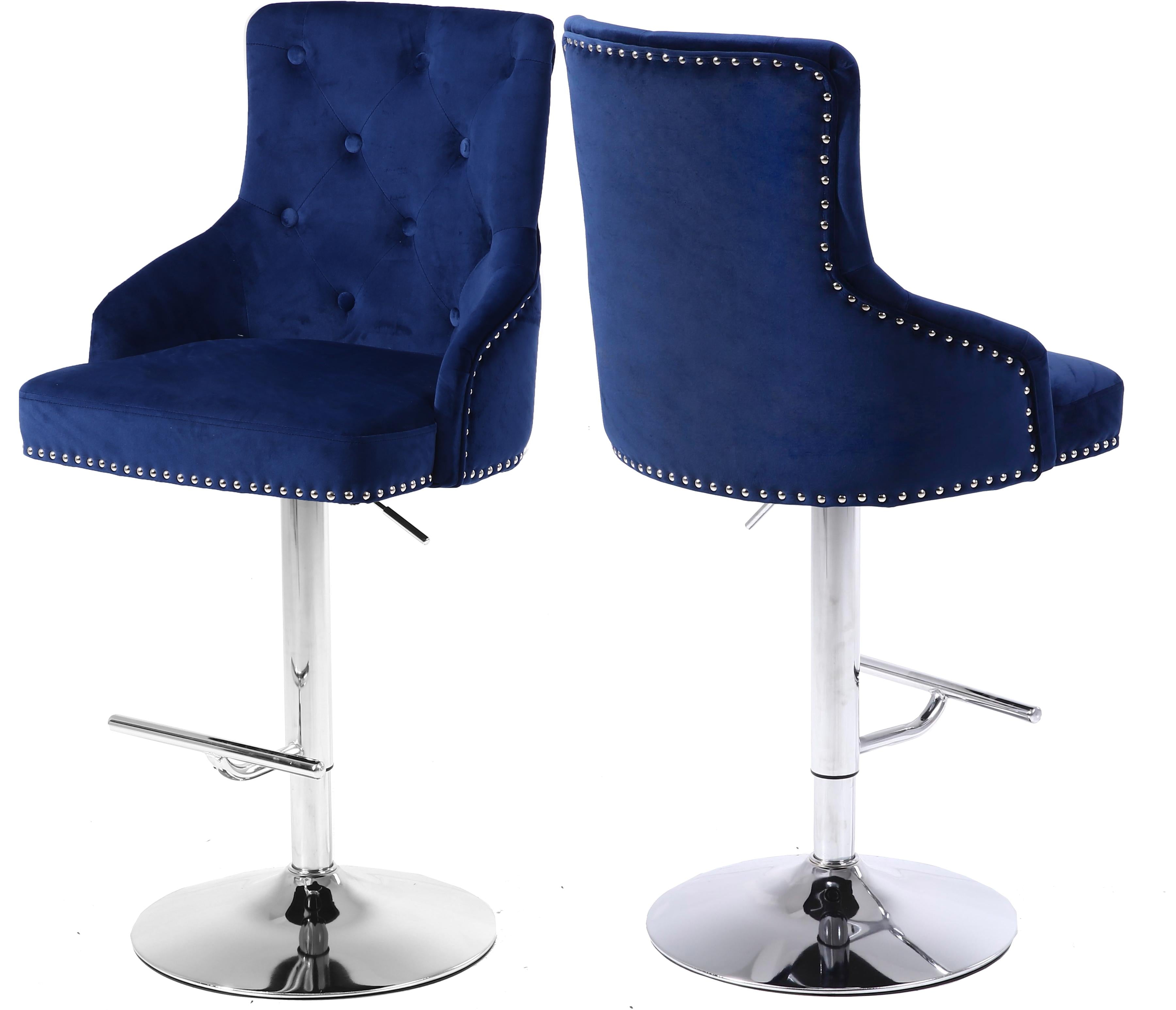 Claude Navy Velvet Adjustable Stool - Luxe Home Furnishings (Jersey City, NJ)