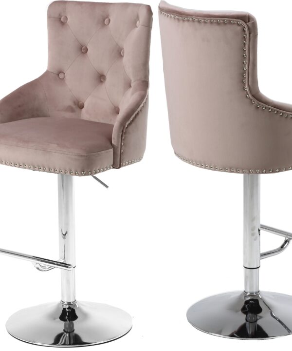 Claude Pink Velvet Adjustable Stool - Luxe Home Furnishings (Jersey City, NJ)