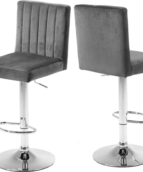 Joel Grey Velvet Adjustable Stool - Luxe Home Furnishings (Jersey City, NJ)