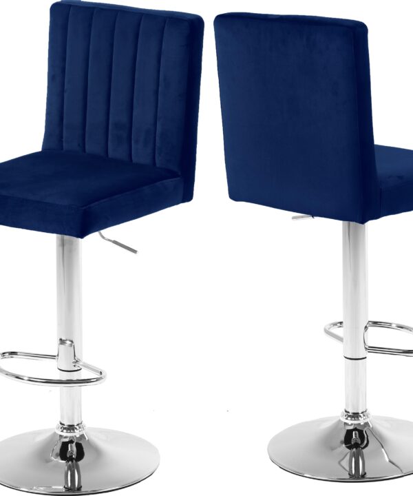 Joel Navy Velvet Adjustable Stool - Luxe Home Furnishings (Jersey City, NJ)