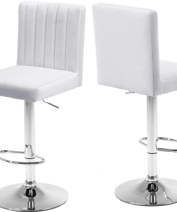 Joel White Velvet Adjustable Stool - Luxe Home Furnishings (Jersey City, NJ)