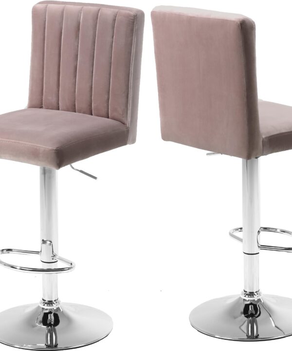 Joel Pink Velvet Adjustable Stool - Luxe Home Furnishings (Jersey City, NJ)