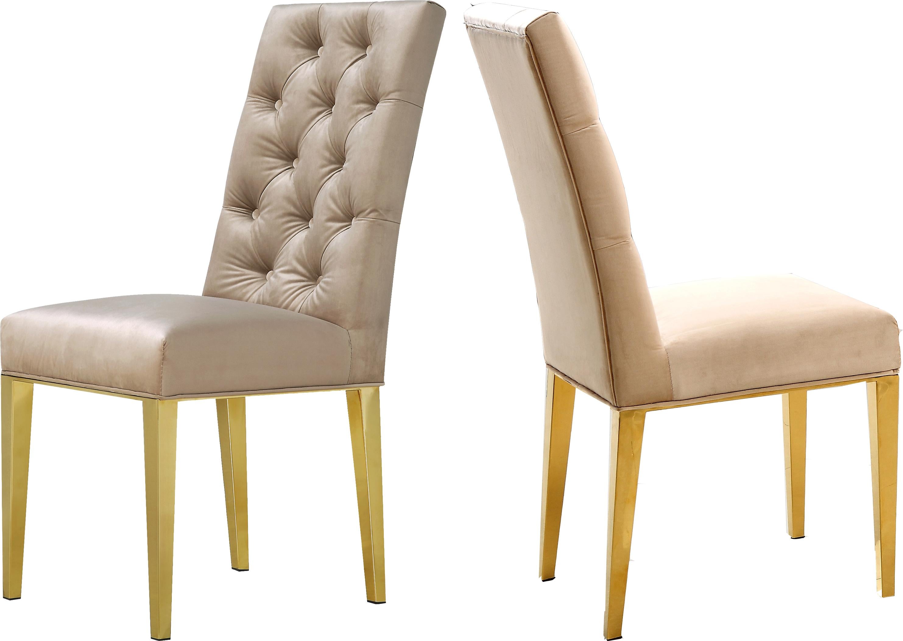 Capri Beige Velvet Dining Chair - Luxe Home Furnishings (Jersey City, NJ)