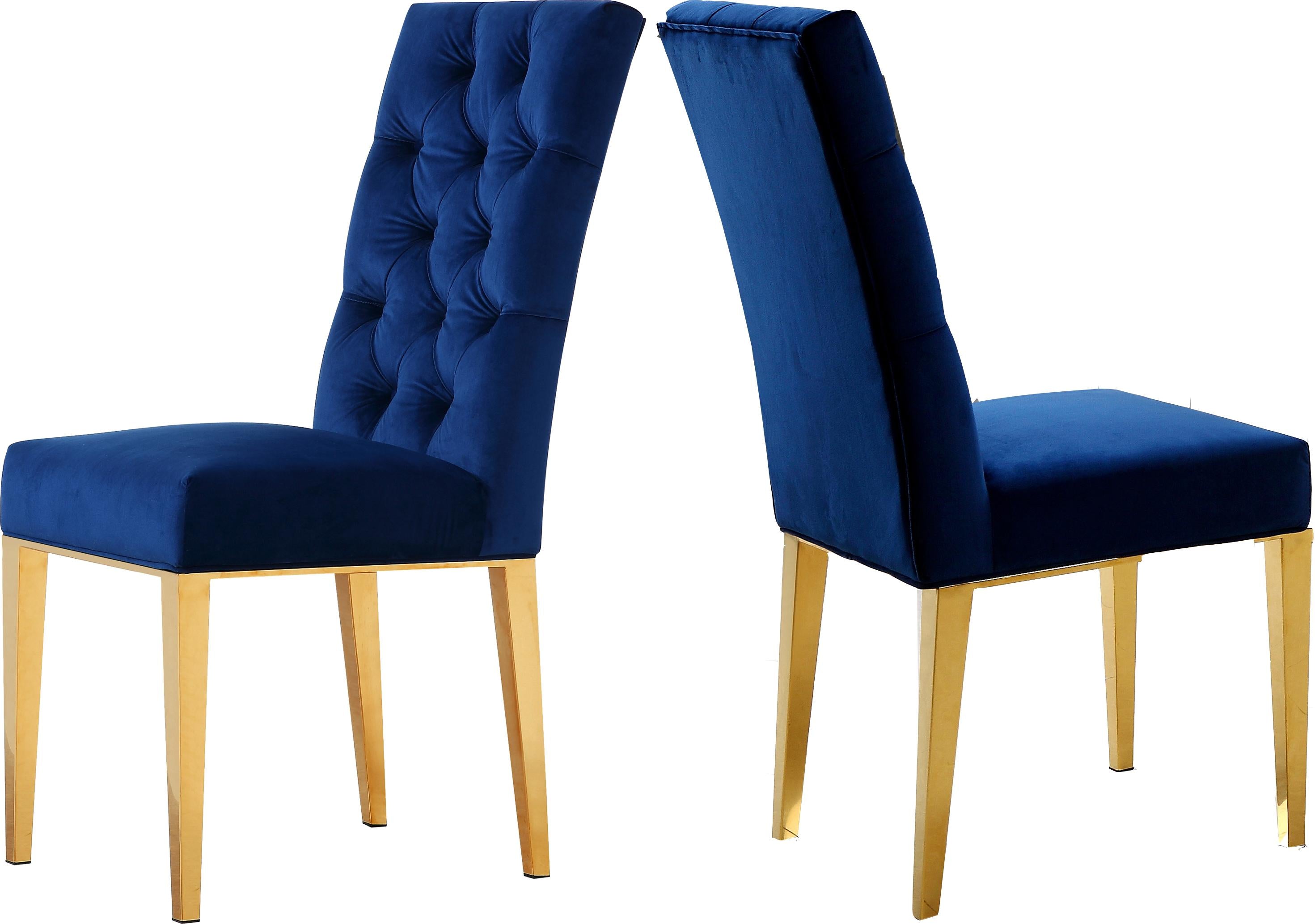 Capri Navy Velvet Dining Chair - Luxe Home Furnishings (Jersey City, NJ)