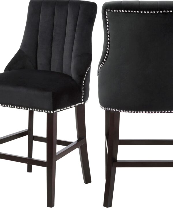 Oxford Black Velvet Stool - Luxe Home Furnishings (Jersey City, NJ)