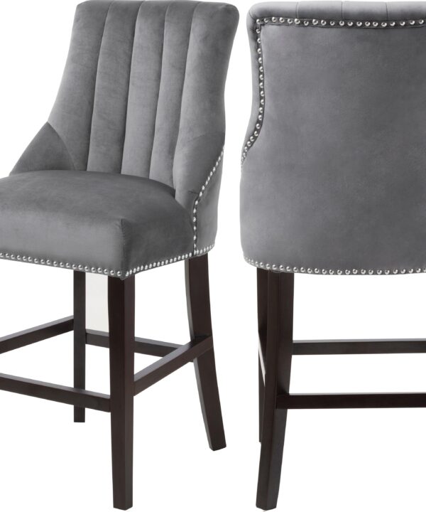 Oxford Grey Velvet Stool - Luxe Home Furnishings (Jersey City, NJ)