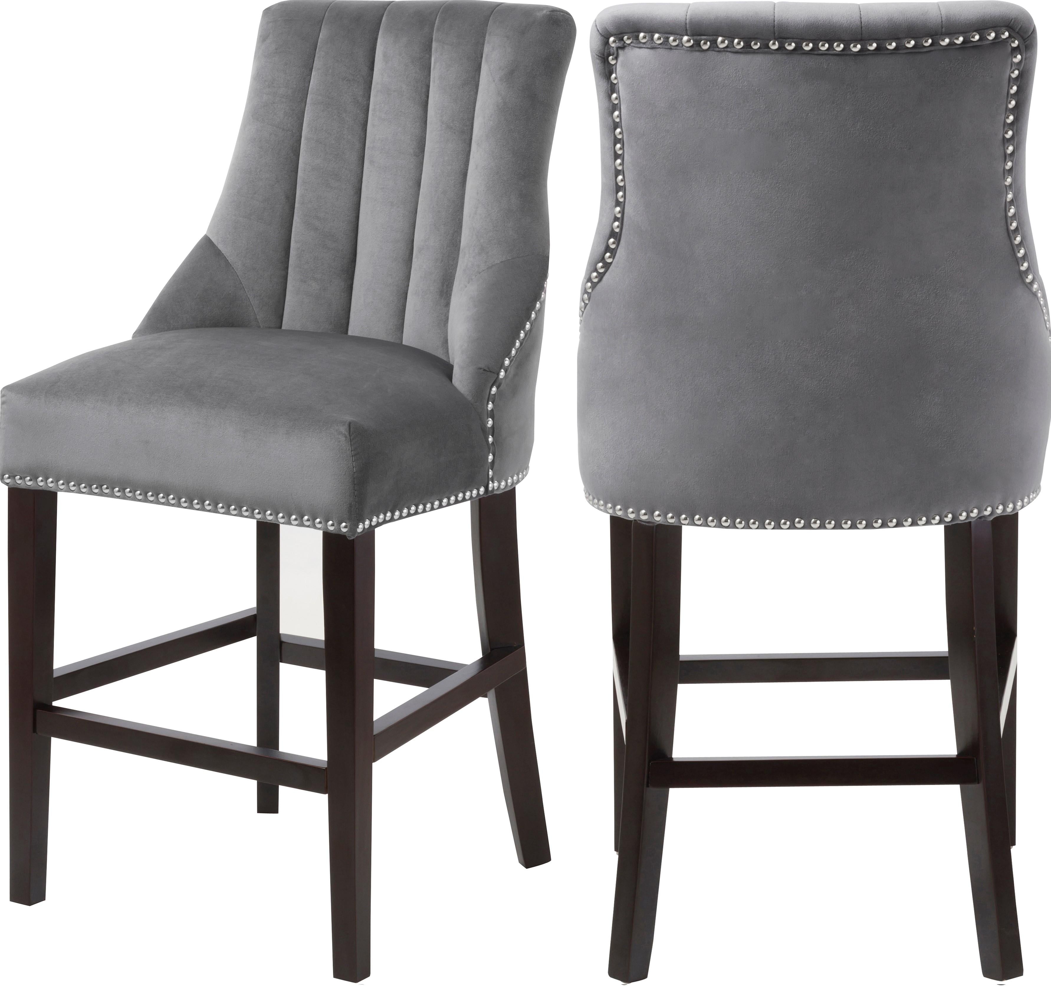 Oxford Grey Velvet Stool - Luxe Home Furnishings (Jersey City, NJ)