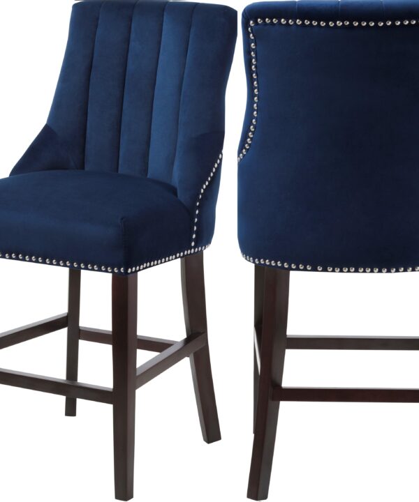 Oxford Navy Velvet Stool - Luxe Home Furnishings (Jersey City, NJ)