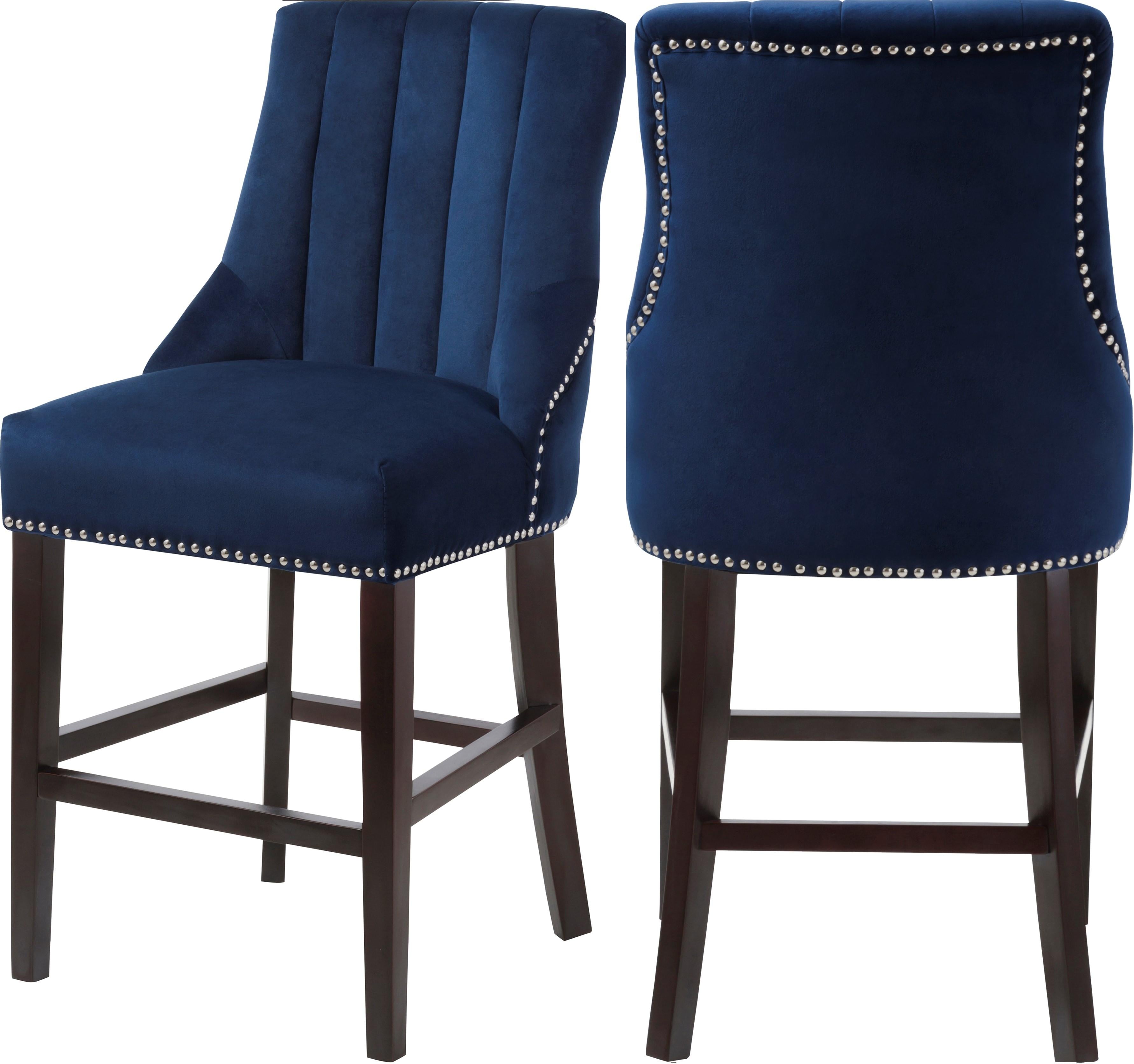 Oxford Navy Velvet Stool - Luxe Home Furnishings (Jersey City, NJ)