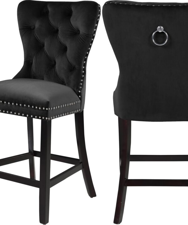 Nikki Black Velvet Stool - Luxe Home Furnishings (Jersey City, NJ)
