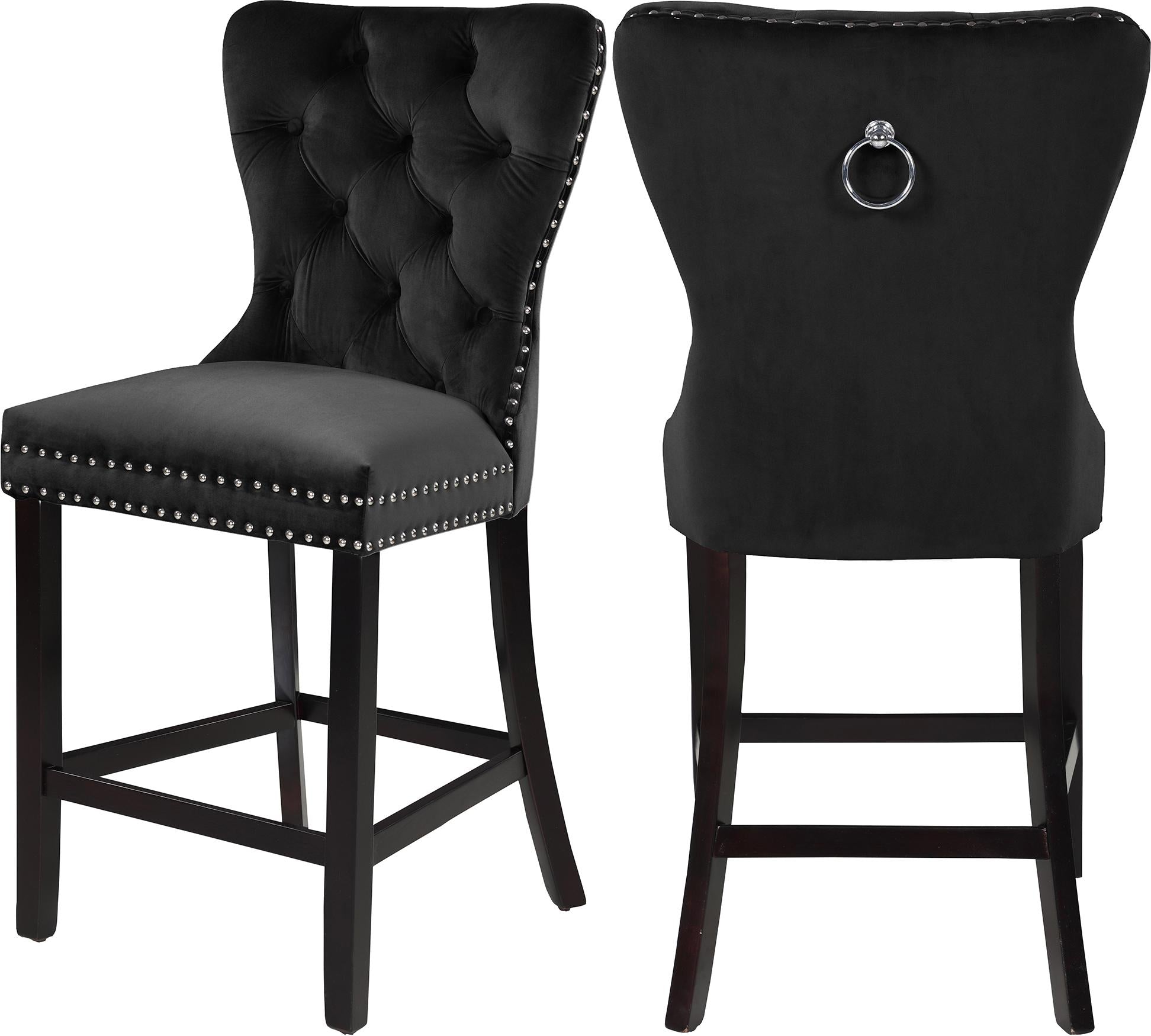 Nikki Black Velvet Stool - Luxe Home Furnishings (Jersey City, NJ)