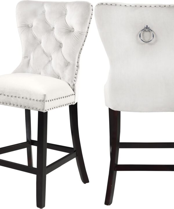 Nikki Cream Velvet Stool - Luxe Home Furnishings (Jersey City, NJ)