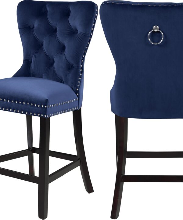 Nikki Navy Velvet Stool - Luxe Home Furnishings (Jersey City, NJ)