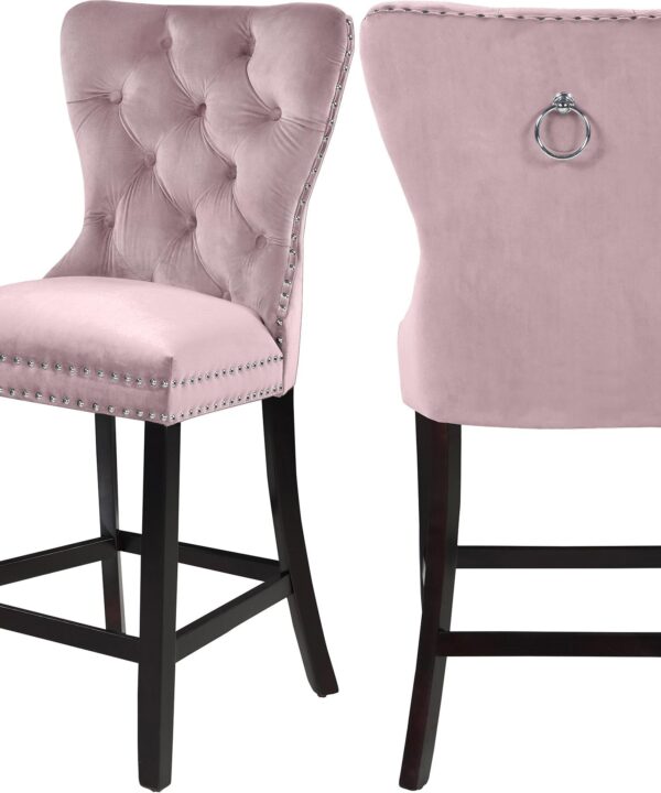 Nikki Pink Velvet Stool - Luxe Home Furnishings (Jersey City, NJ)