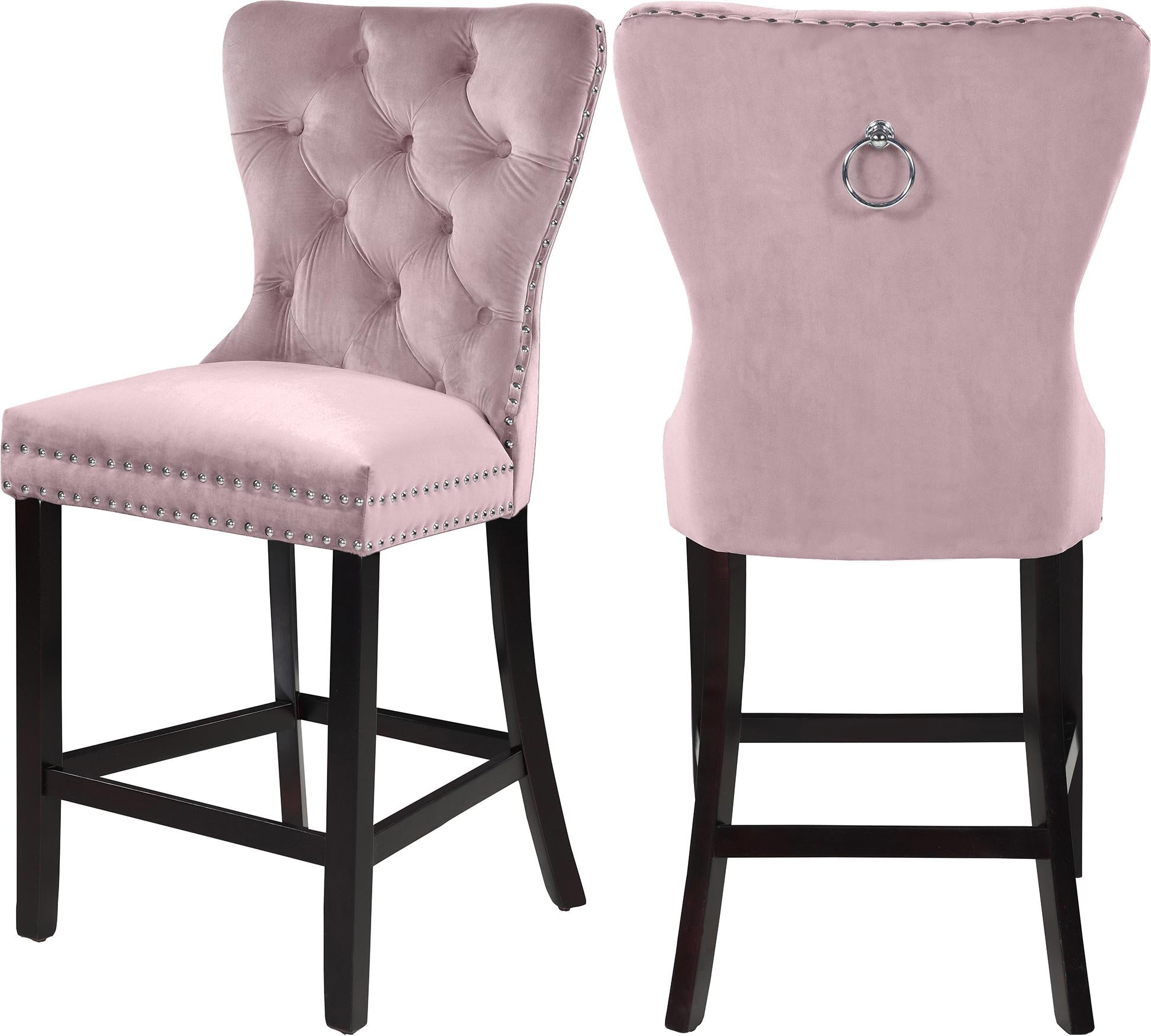Nikki Pink Velvet Stool - Luxe Home Furnishings (Jersey City, NJ)