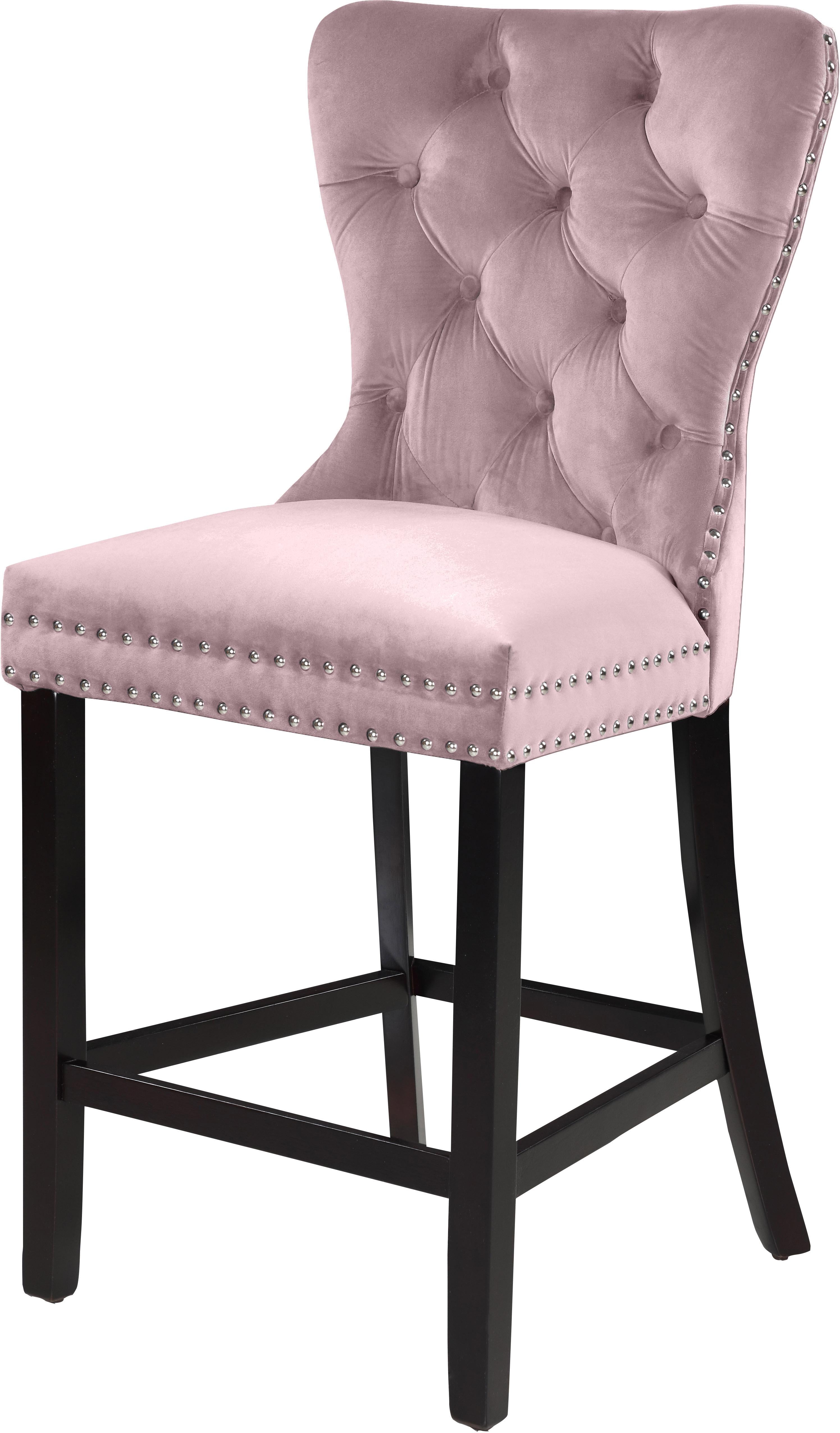 Nikki Pink Velvet Stool - Luxe Home Furnishings (Jersey City, NJ)