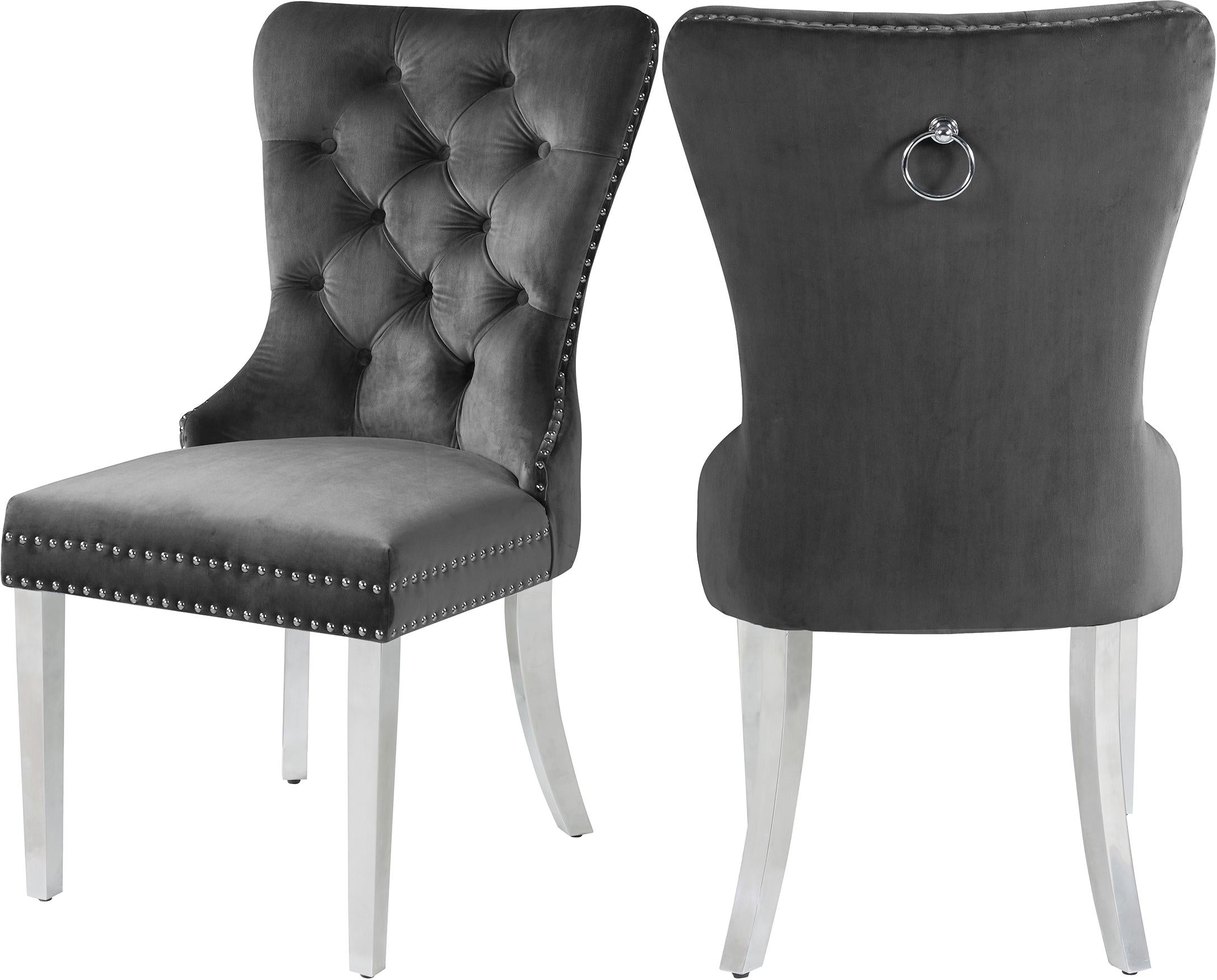 Carmen Grey Velvet Dining Chair - Luxe Home Furnishings (Jersey City, NJ)