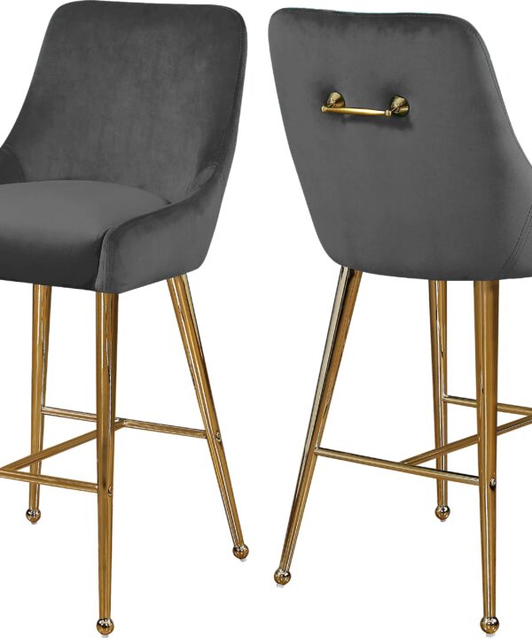 Owen Grey Velvet Stool - Luxe Home Furnishings (Jersey City, NJ)