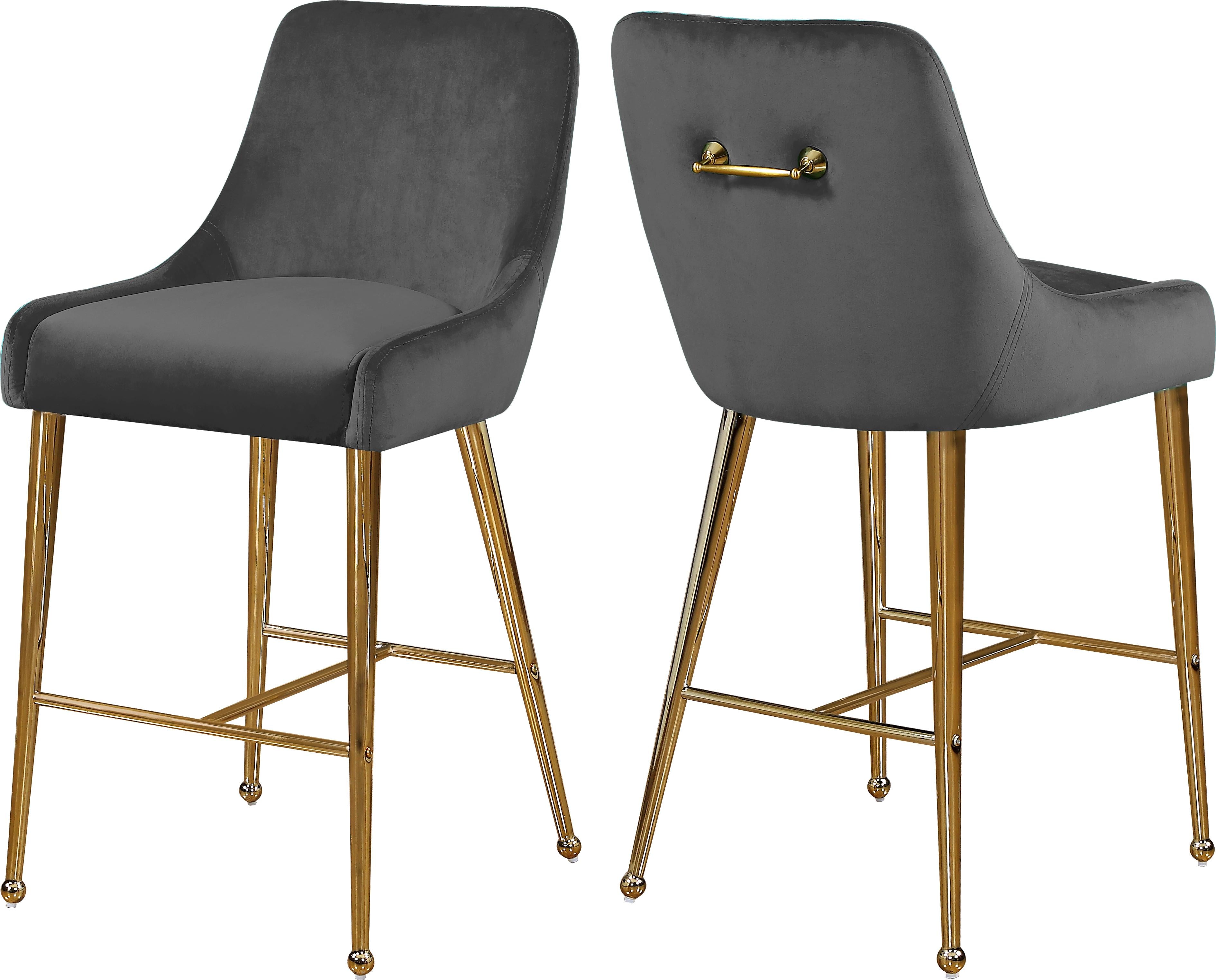 Owen Grey Velvet Stool - Luxe Home Furnishings (Jersey City, NJ)