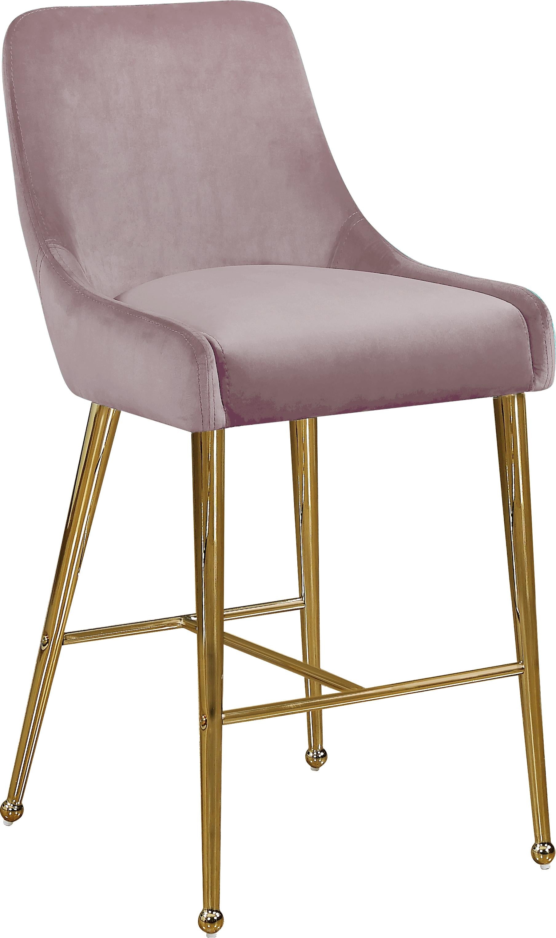 Owen Pink Velvet Stool - Luxe Home Furnishings (Jersey City, NJ)