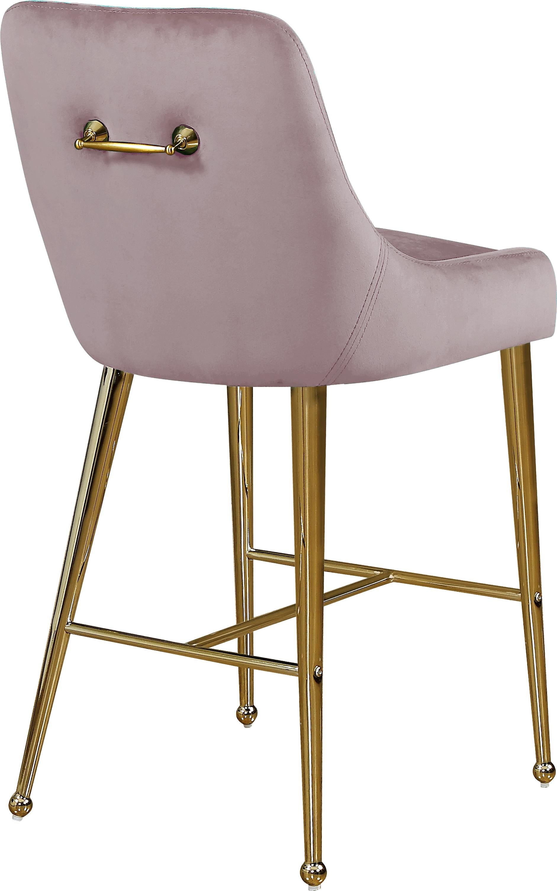 Owen Pink Velvet Stool - Luxe Home Furnishings (Jersey City, NJ)