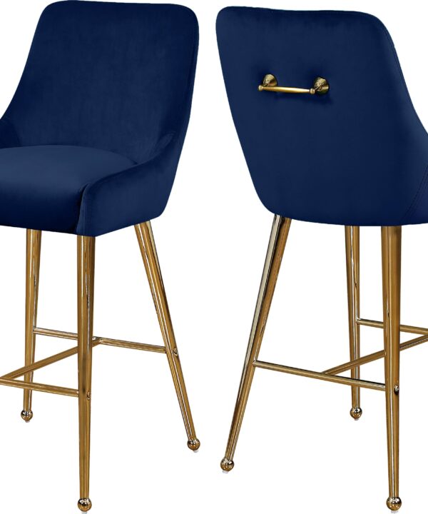 Owen Navy Velvet Stool - Luxe Home Furnishings (Jersey City, NJ)