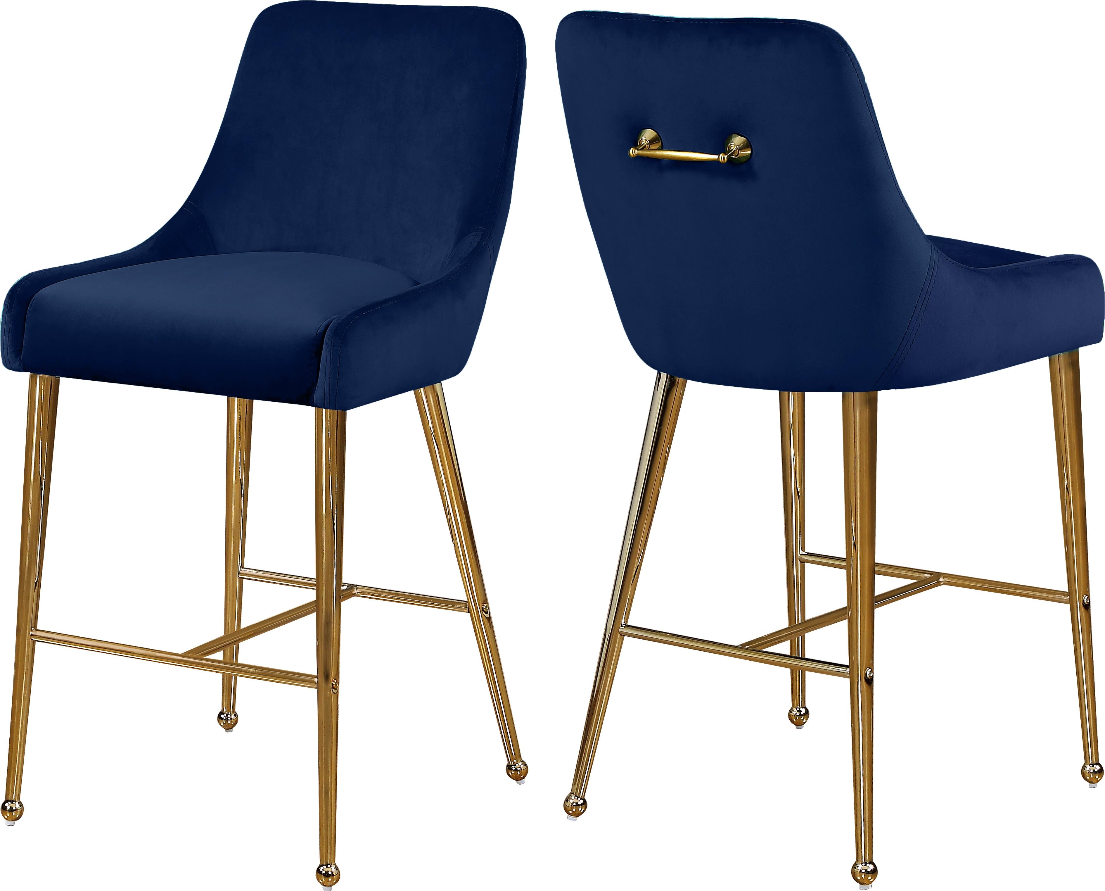 Owen Navy Velvet Stool - Luxe Home Furnishings (Jersey City, NJ)