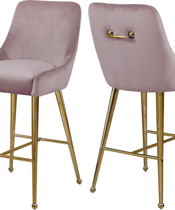 Owen Pink Velvet Stool - Luxe Home Furnishings (Jersey City, NJ)
