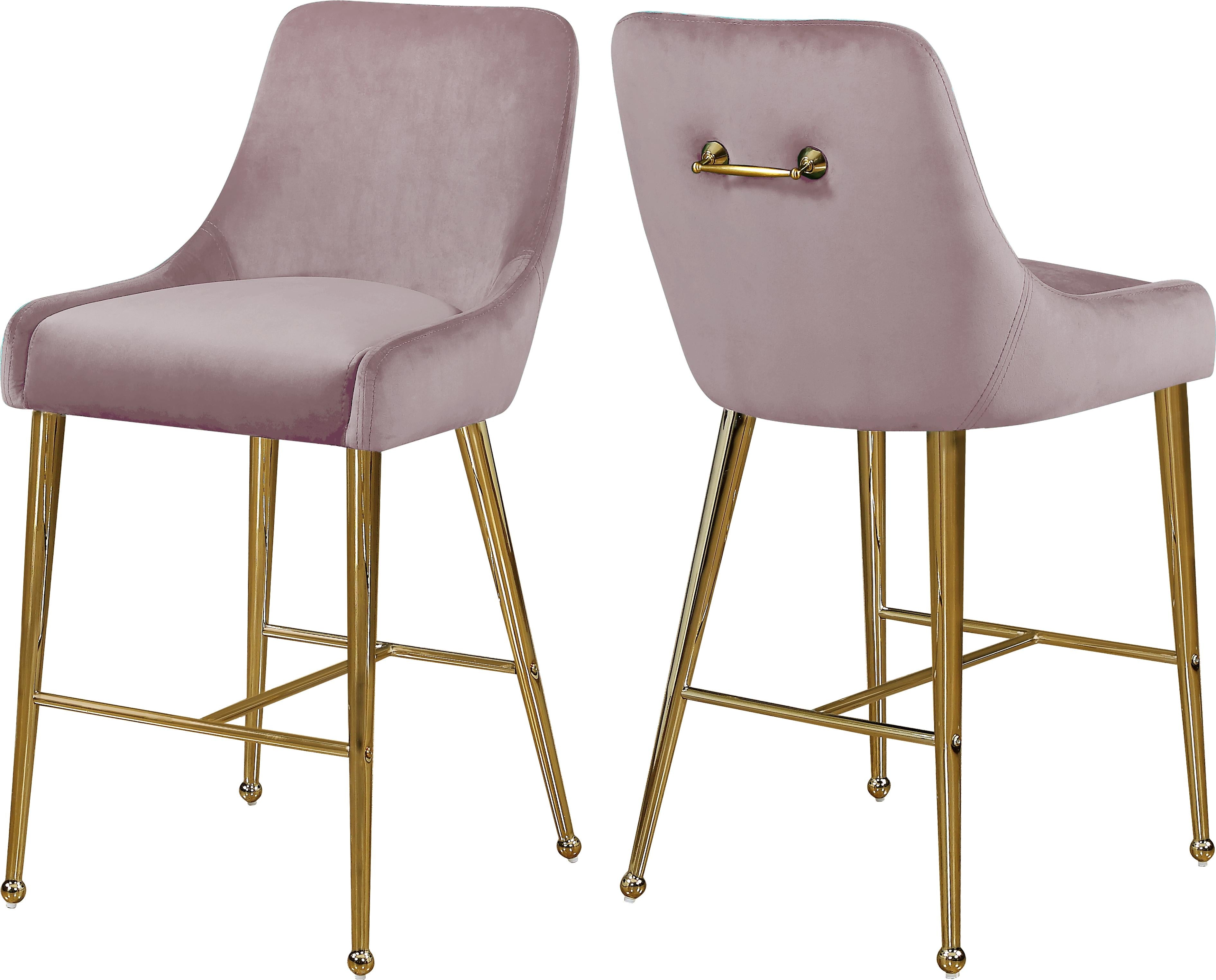 Owen Pink Velvet Stool - Luxe Home Furnishings (Jersey City, NJ)