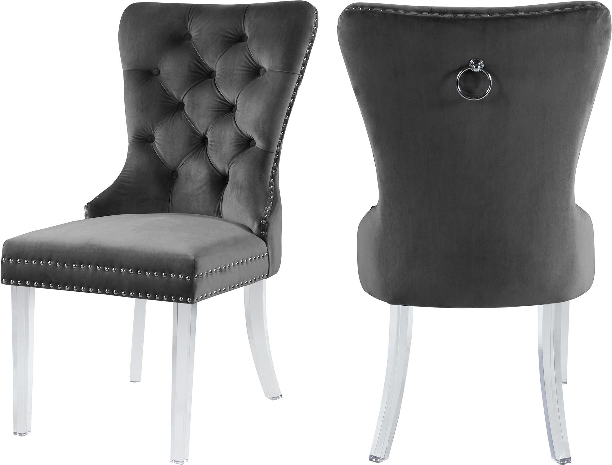 Miley Grey Velvet Dining Chair - Luxe Home Furnishings (Jersey City, NJ)
