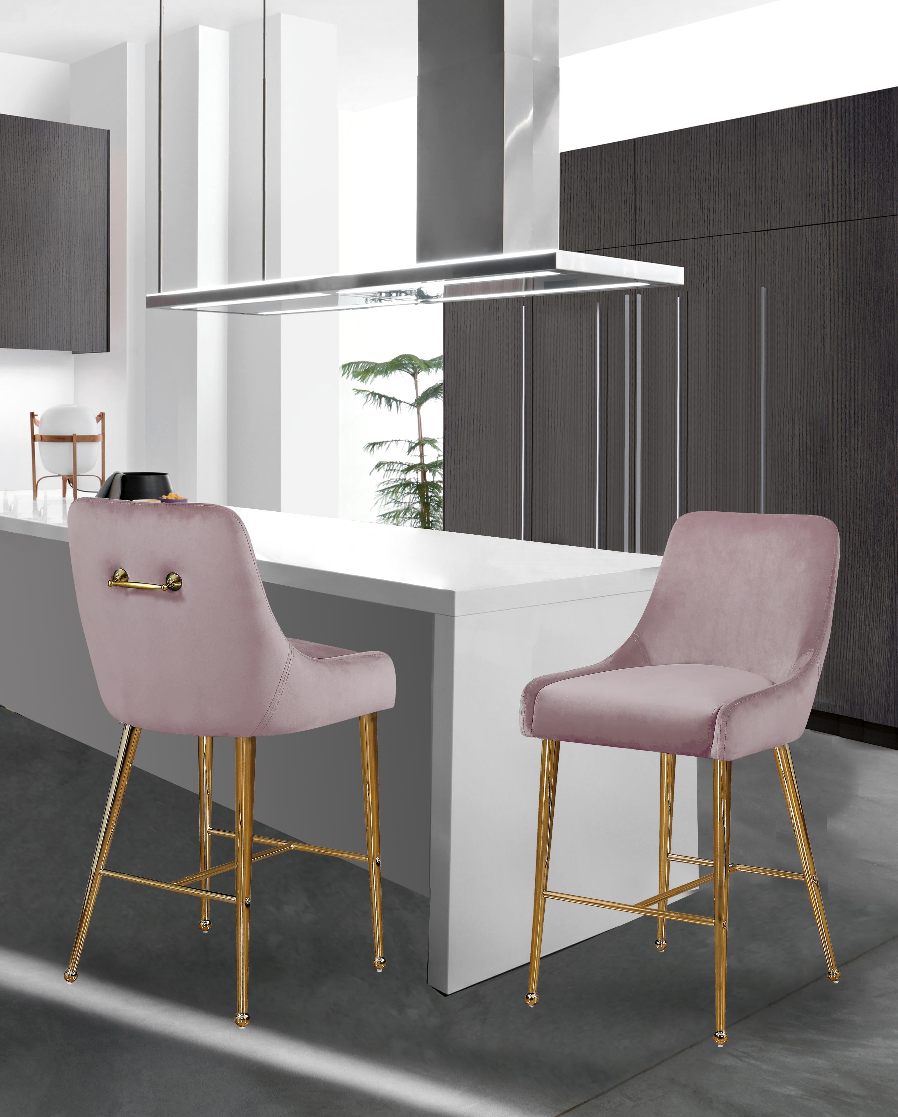 Owen Pink Velvet Stool - Luxe Home Furnishings (Jersey City, NJ)