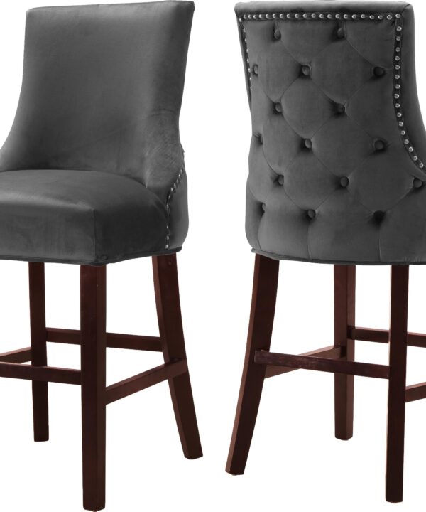 Hannah Grey Velvet Stool