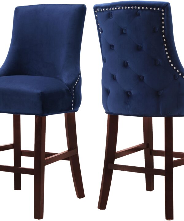 Hannah Navy Velvet Stool