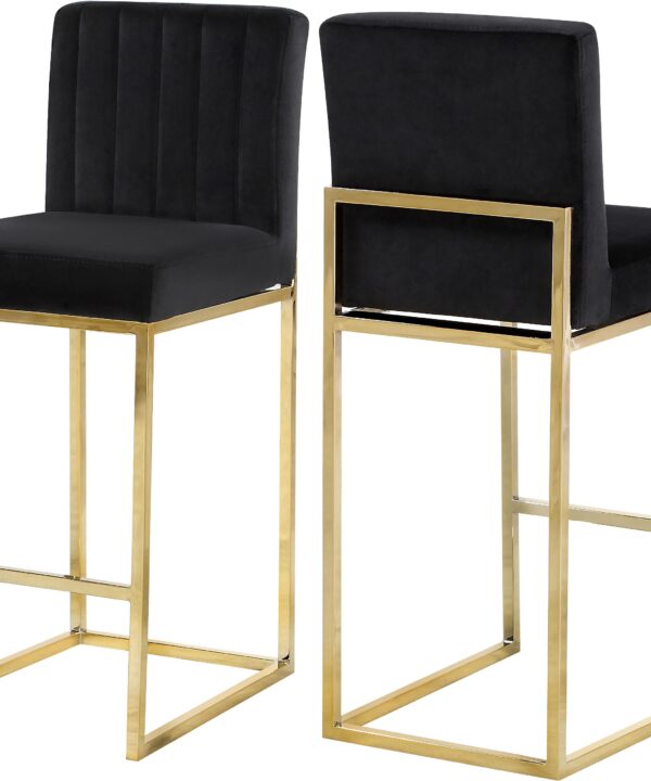 Giselle Black Velvet Stool