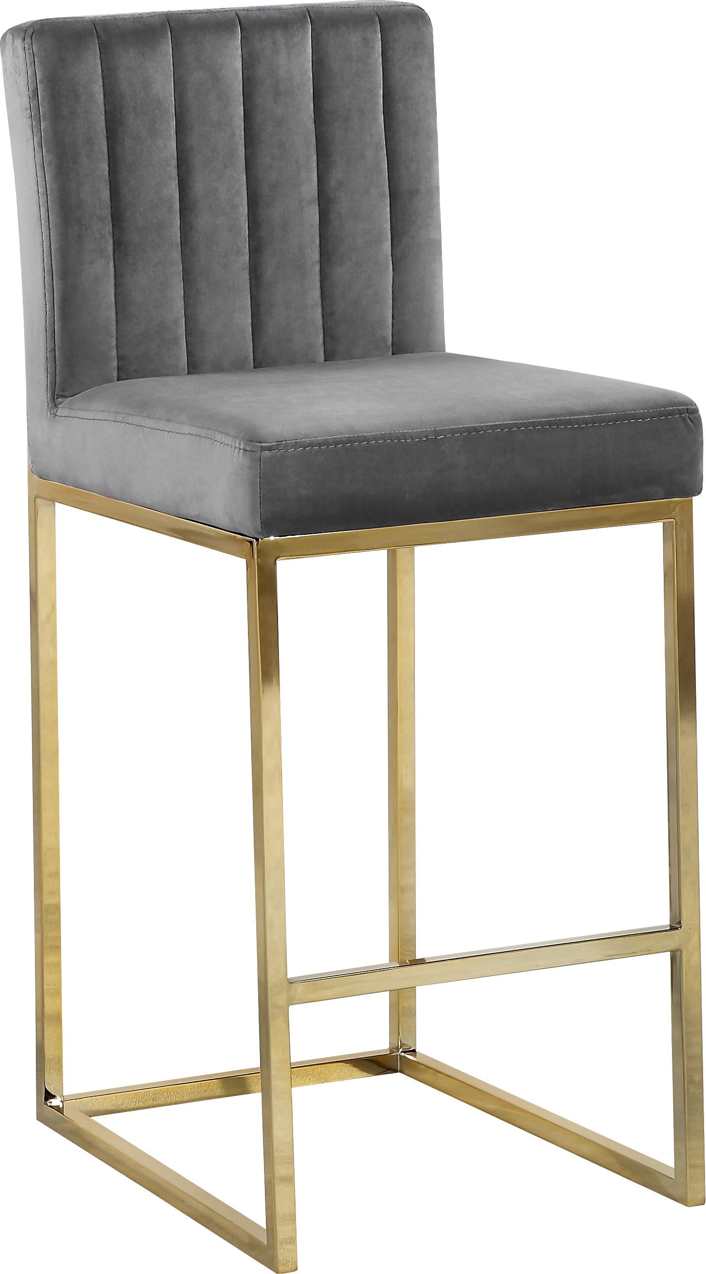 Giselle Grey Velvet Stool - Image 3