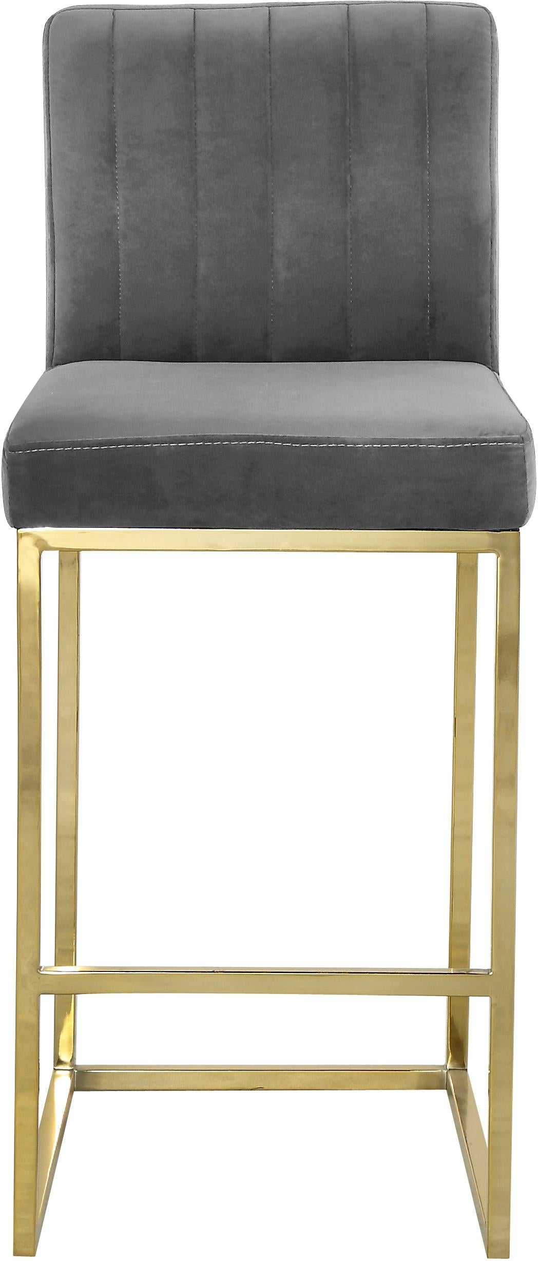 Giselle Grey Velvet Stool - Image 4