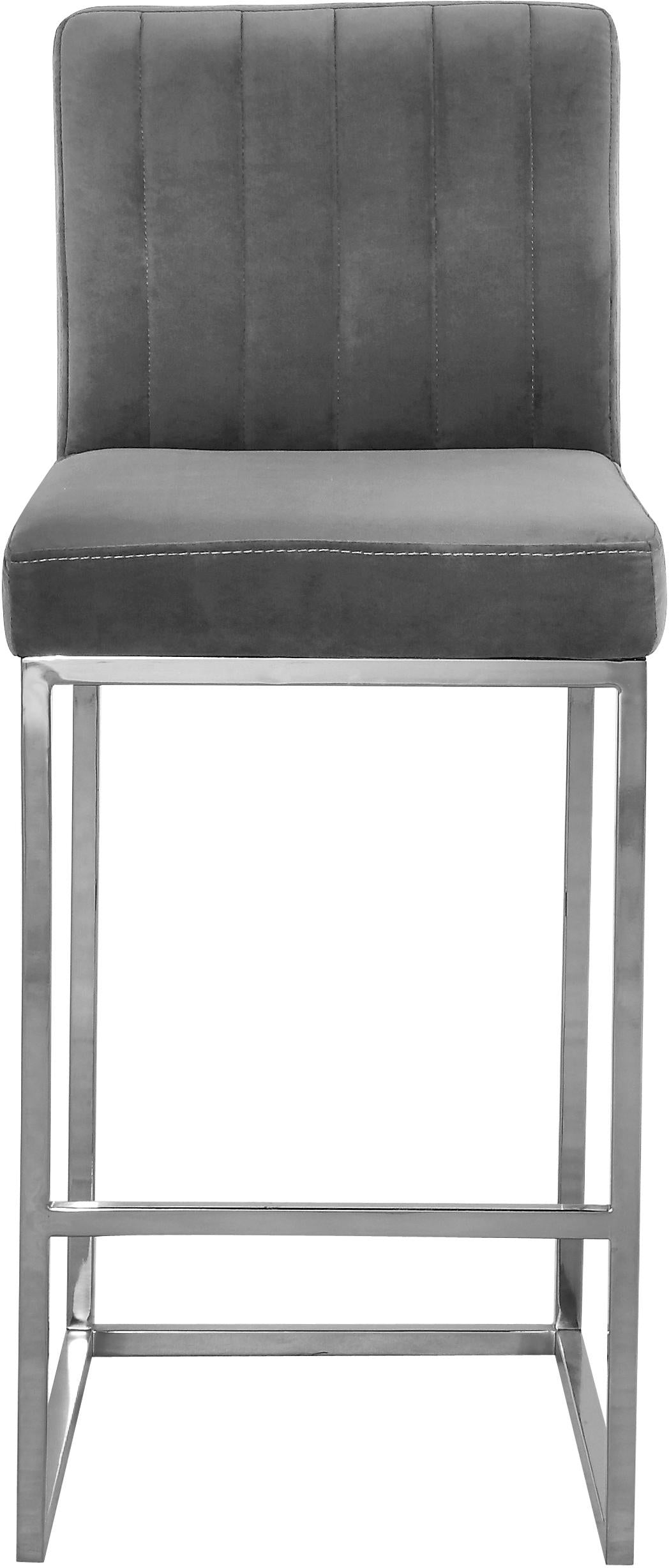 Giselle Grey Velvet Stool - Image 9