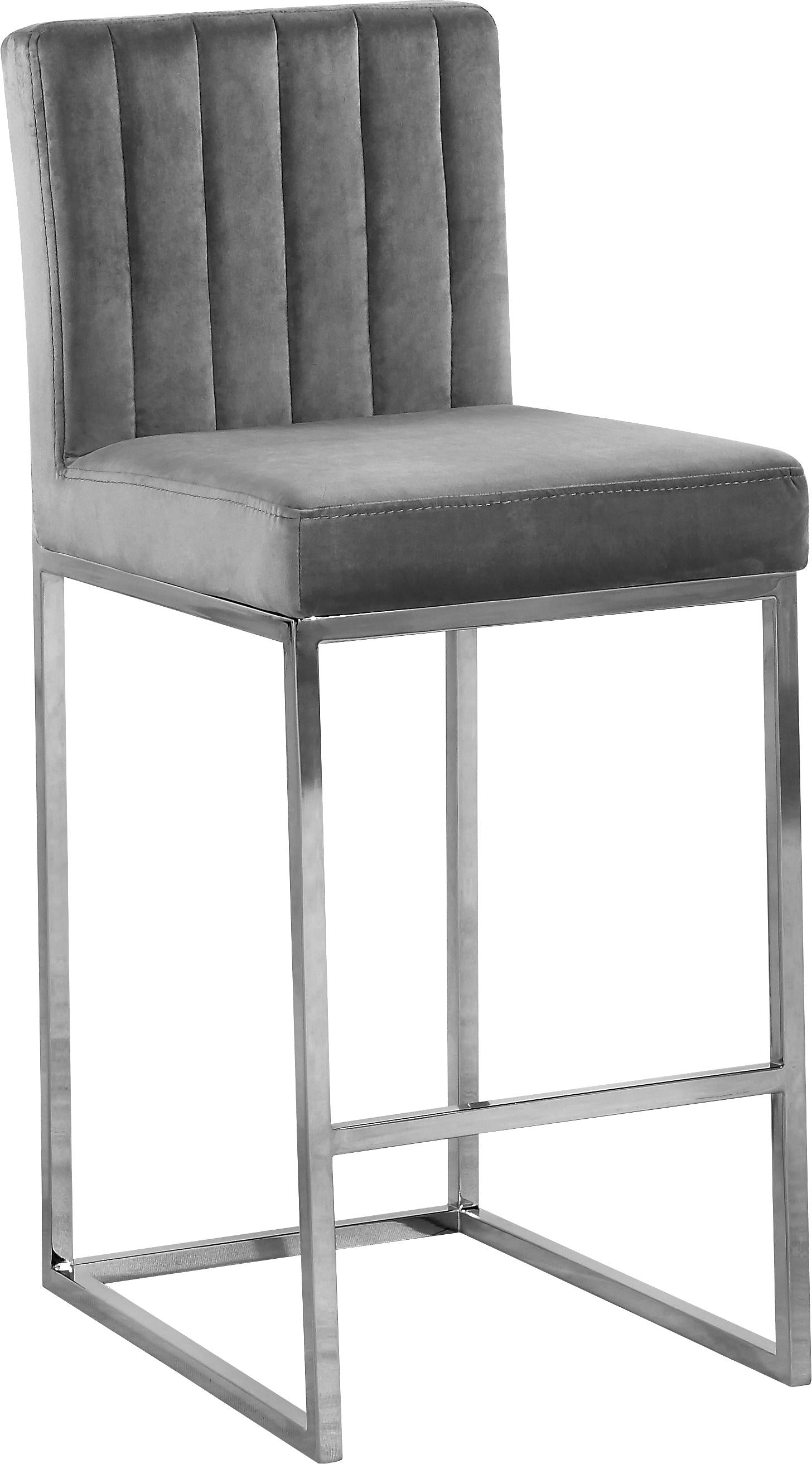 Giselle Grey Velvet Stool - Image 8