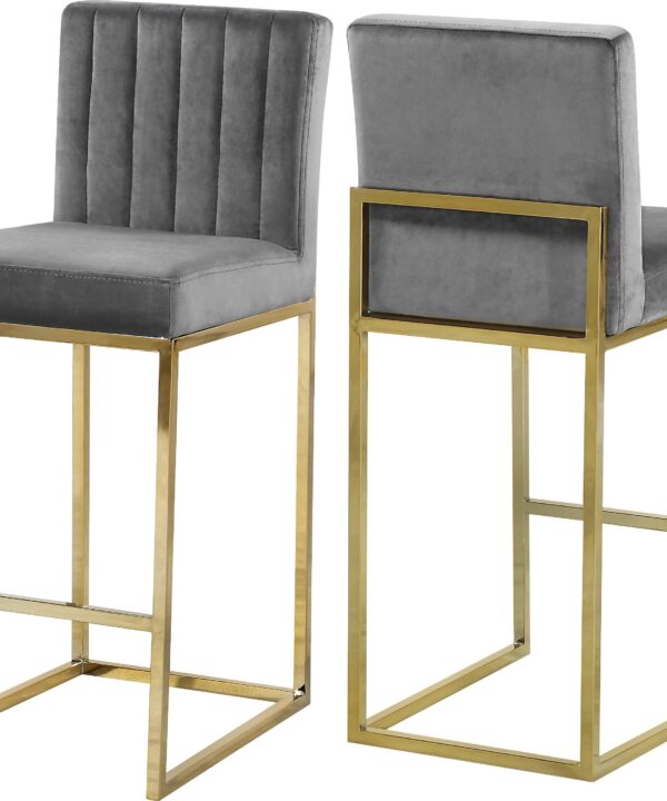 Giselle Grey Velvet Stool