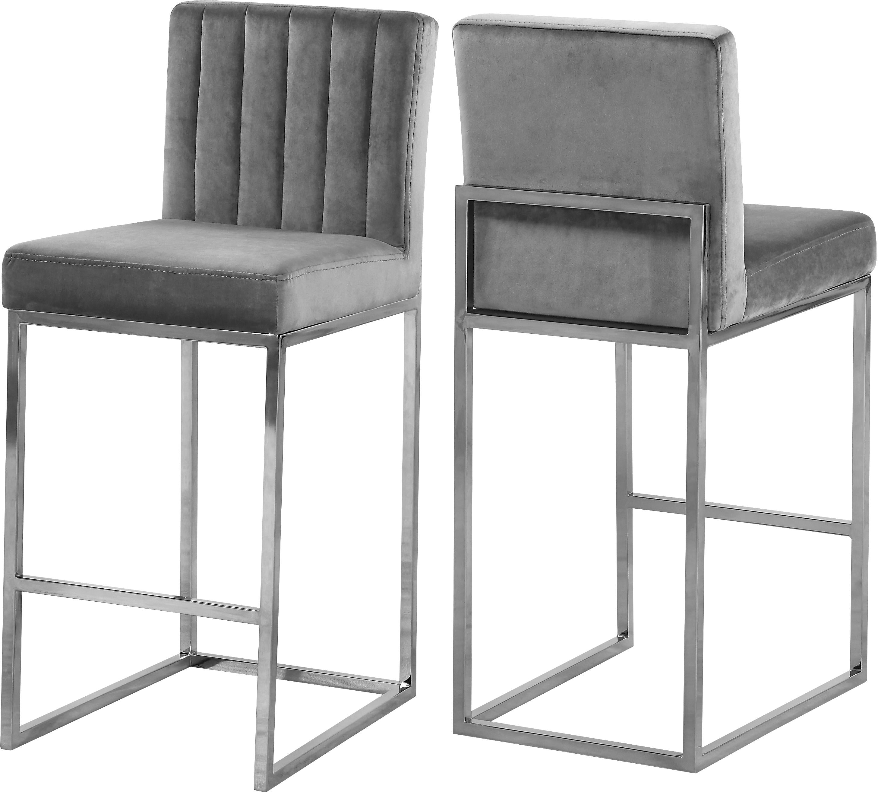 Giselle Grey Velvet Stool - Image 6
