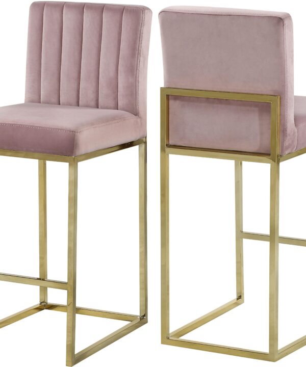 Giselle Pink Velvet Stool