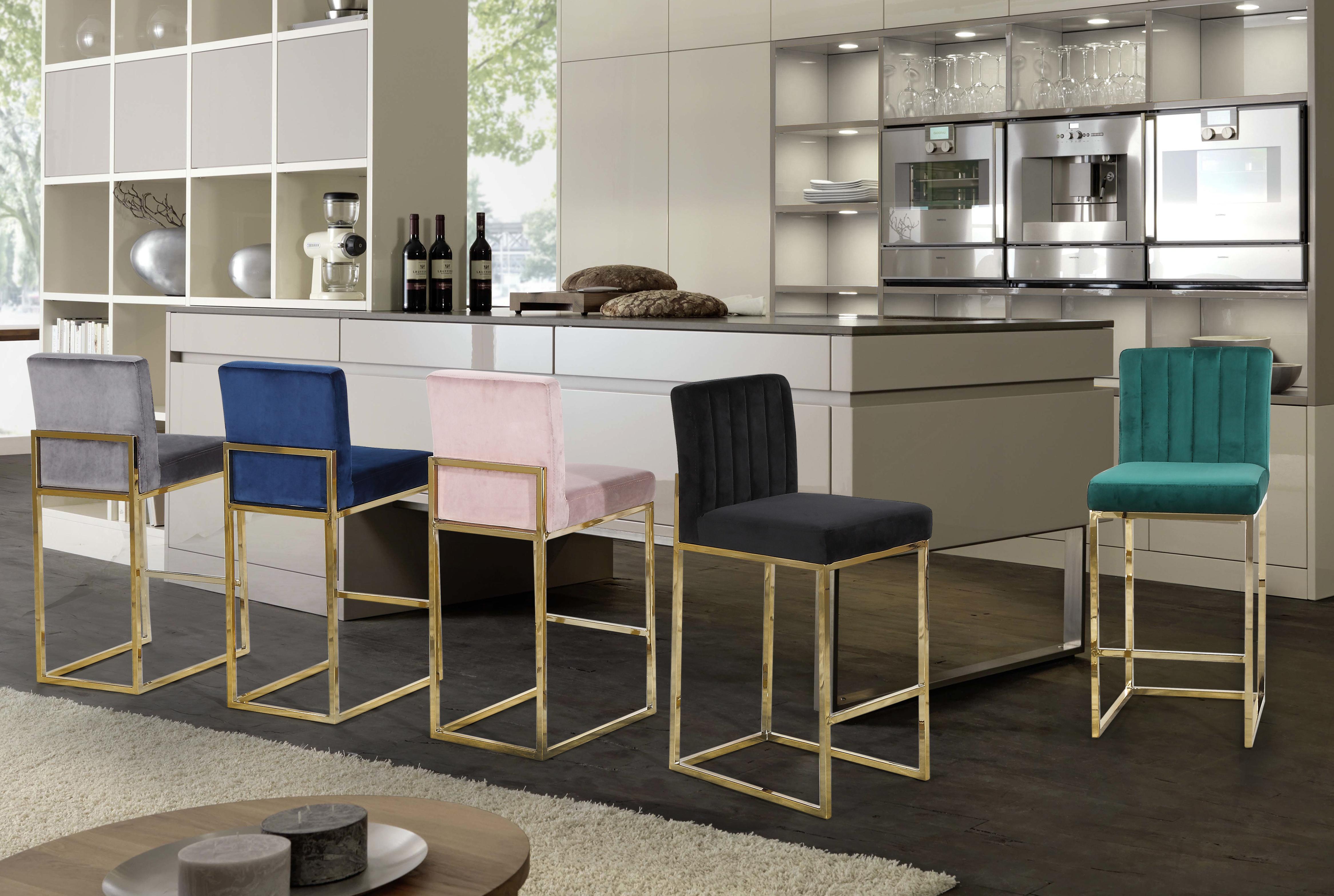 Giselle Grey Velvet Stool - Image 5
