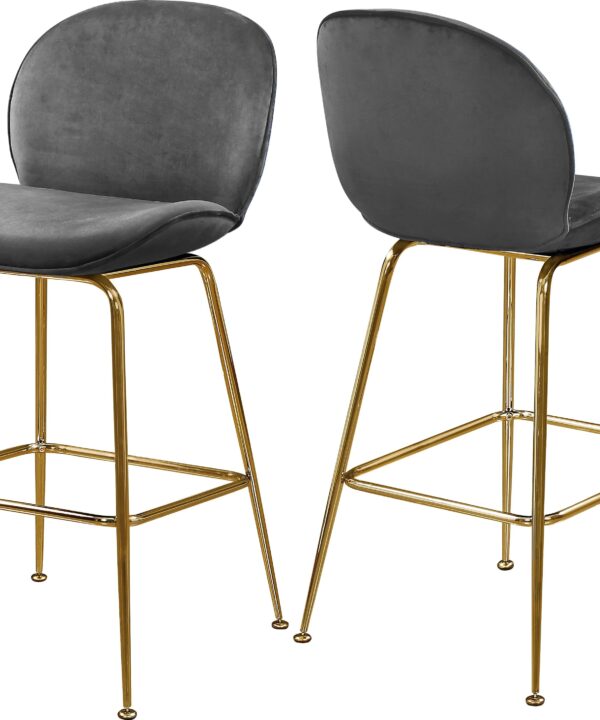 Paris Grey Velvet Stool