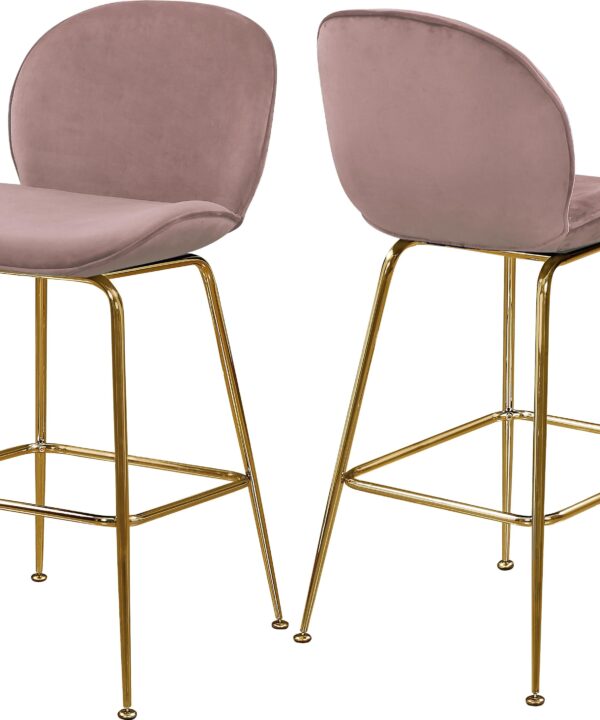 Paris Pink Velvet Stool