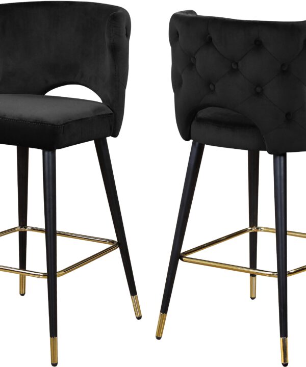 Kelly Black Velvet Stool