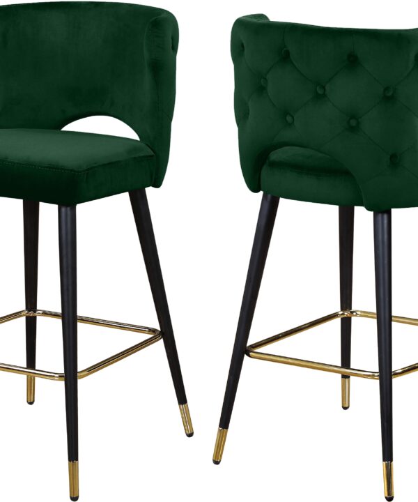 Kelly Green Velvet Stool