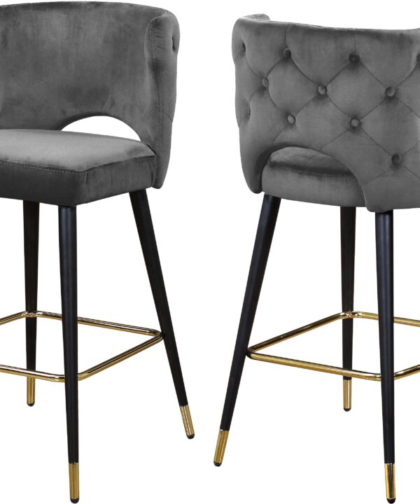 Kelly Grey Velvet Stool